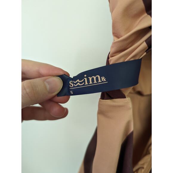 Swim RX One Piece Swimsuit Plunging Neckline Cross Back‎ Striped Pink Small - Picture 6 of 7